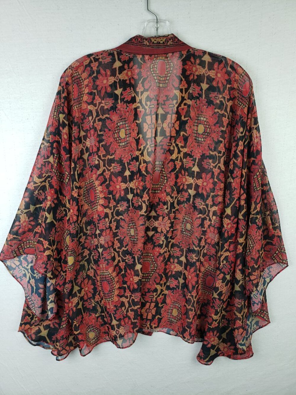 Soft Surroundings Kimono Tunic Top Oversized Sheer Bohemian Floral size M Ethnic - Picture 7 of 12